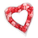 Approximately 195 red heart-shaped Canel's Valentine Jelly Hearts, soft strawberry and cherry candies.