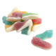 Colorful Sour Gummy Sneakers, high-top candy with white marshmallow bottoms. Pineapple, strawberry, tangerine, green apple, raspberry, grape.