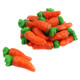 Bright orange gummy carrots, 1.5 inches long, approximately 60 pieces per lb, ideal for Easter candy dishes.