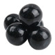 Many black gumballs, tutti frutti flavored, perfect for candy displays and buffets.