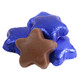 Bright blue foil wrapped Madelaine milk chocolate stars, 1.5 inches, approx 45 per pound, for parties, baby showers.