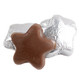 Madelaine milk chocolate stars, 1.5-inch, wrapped in bright silver foil, approximately 45 per pound.