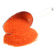 Bright orange sanding sugar crystals, ideal dessert topping for cookies, cakes, and Halloween treats.