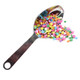 Large pastel confetti candy sprinkles, pink, orange, yellow, green, blue, purple, white mix for baking & desserts.