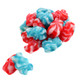 Albanese Peace Gummy Bears, red, white, blue colors, cherry, lemon-lime, blue raspberry. Patriotic gummy candy.