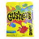 Gushers Tropical 4.25oz bag, chewy fruit snacks, bold rainbow colors, juicy liquid-filled centers.