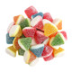 Rainbow-colored sour gummy pyramids, chewy fruit-flavored candy with a tangy coating.
