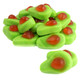 Oversized, two-tone green gummy avocados with playful pit details. Sweet, tangy tropical mango flavor candy.
