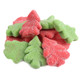 Sugar-coated red and green Gummy Christmas Trees, strawberry apple flavor, 4.4lb bulk bags, 6 count case.
