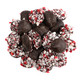 Asher's dark chocolate peppermint bites, velvety brown with visible white peppermint candy pieces, handcrafted, bite size.