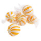 Jumbo mango hard candy balls, vibrant orange, sweet tangy tropical flavor, approx. 45 pieces per pound.