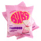 Eight 5.5oz bags of Bubs Sour Strawberry Vanilla diamond candies. Pink, white, red sour vegan candy.
