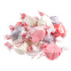 Salt Water Taffy Valentine Mix, individually wrapped pink, red, white pieces. Approx 65 per pound, Red Velvet, Strawberry, Vanilla.
