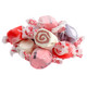 Salt Water Taffy Valentine Mix, 65 soft chewy pink, red, white wrapped pieces, fruity and creamy flavors.