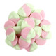 Watermelon Gummy Aliens, vibrant pink and light green. Tangy, alien-shaped gummies, approx 53 per pound.