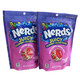 Six 7.15oz bags, Nerds Juicy Gummy Clusters, colorful red strawberry gummy centers, crunchy Nerds candy coating.