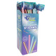 85 giant powdered candy straws, vibrant red, blue, pink, green fruit flavors. Colorful display box packaging.
