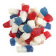 Albanese US of Yay Gummies, red, white, blue lemonade, strawberry, blue raspberry flavored, 75 pieces per pound.