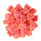 Fini Spicy Mango Gummy Slices, vibrant orange, sugar-dusted. Soft, chewy, sweet, spicy, tangy flavor. Many pieces.