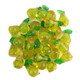 Vibrant green & yellow 3D gummy pears, realistic shape, soft & chewy texture. Approx 120 per pound.