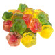 Vibrant paw-shaped Gummy Filled Kitty Paws, soft dual-textured gummies with liquid orange, lime, and cherry centers.