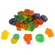 Assorted Albanese On Vacay gummies in tropical flavors including Cabana Crush, Sunset Paradise, and Berry Splash.