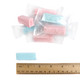 Close-up of soft cotton candy flavored pink and blue nougat candies