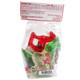 Bag of red, green, and yellow Melville Handmade Christmas barley toy candy on a white background