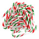 Bulk individually wrapped mini red, white, and green candy canes for holiday treats.