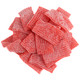 Vibrant red strawberry-flavored Dorval mini sour belts dusted with fine sugar crystals
