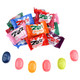 Assorted Zotz fizzy hard candy, sweet and sour, 84 pieces per pound, in blue, red, green, orange, purple, pink colors.