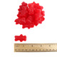 Vibrant red cinnamon bears, large 1-inch jelly candies, firm, chewy, around 50 per pound. Warm cinnamon flavor.