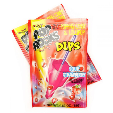 Pop Rocks Dips Cola Pop Rocks Dips Sour Strawberry 18 Pack Bulk Sour Novelty Candy