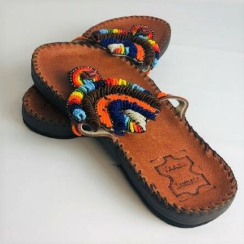 Rainbow - Leather Sandal with Brown Sole