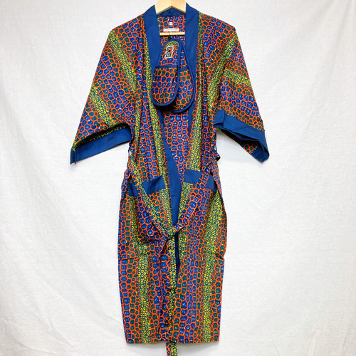 Kimono Set - African Printed, Unisex Robe & Slippers.2