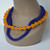 Bridal Frosted Beads & "Cystals" Necklace - Royal Blue & Orange