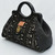 Koryoo Mudcloth - Black with Black Leather (with Chain Links Symbol) Handbag