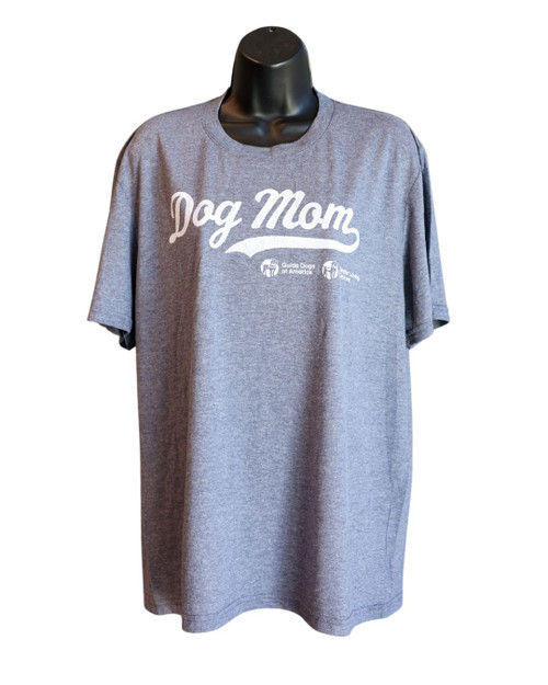 Soft Heather Blue T Shirt "Dog Mom" with Guide Dogs of America | Tender Loving Canines Logo