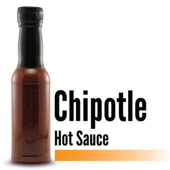 Image displaying the Branded Sauces' Chipotle Hot Sauce bottle against a white background, showcasing the product's vibrant color and featuring the product name in the image, but without a label.