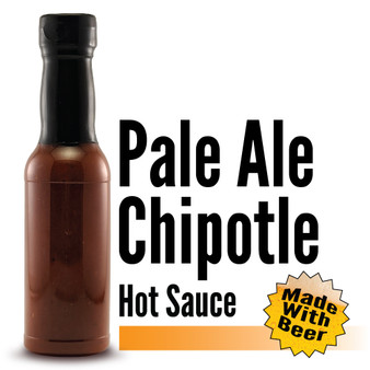 Image displaying the Branded Sauces' Pale Ale Chipotle Hot Sauce bottle against a white background, showcasing the product's vibrant color and featuring the product name in the image, but without a label.