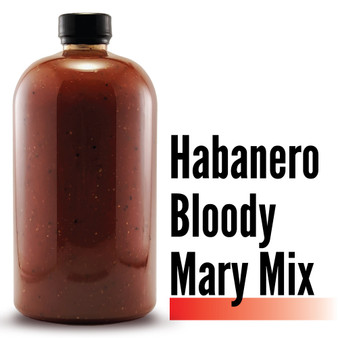 Image displaying the Branded Sauces' Habanero Bloody Mary bottle against a white background, showcasing the product's vibrant color and featuring the product name in the image, but without a label.