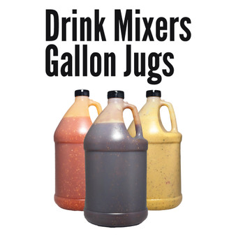 Image displaying multiple Drink Mixer Gallons placed together, featuring the product title on the gallons, demonstrating the bulk packaging solution designed for commercial kitchens and businesses requiring larger quantities of premium hot sauces.