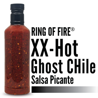 RFXX RING OF FIRE XX-Hot Ghost Chile Salsa Picante with Custom Label