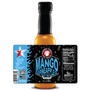 Image showcasing the Danny Cash bottle on a white background with a superimposed label, highlighting every aspect of the label design, presenting various elements of this vibrant and flavorful  Mango Pineapple Hot Sauce. Image showcasing the Danny Cash bottle on a white background with a superimposed label, highlighting every aspect of the label design, presenting various elements of this vibrant and flavorful  Mango Pineapple Hot Sauce.