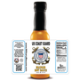 Image presenting the MIlitary Sauces - US Coast Guard - Mango Hot Sauce on a white background with a superimposed label, showcasing every aspect of the label design, emphasizing the unique Beer Mustard Wing Sauce tailored for military organizations.