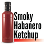 Image displaying the Branded Sauces' Smoky Habanero Ketchup bottle against a white background, showcasing the product's vibrant color and featuring the product name in the image, but without a label.