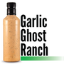 Image displaying the Branded Sauces' Garlic Ghost Ranch bottle against a white background, showcasing the product's vibrant color and featuring the product name in the image, but without a label. Image displaying the Branded Sauces' Garlic Ghost Ranch bottle against a white background, showcasing the product's vibrant color and featuring the product name in the image, but without a label.