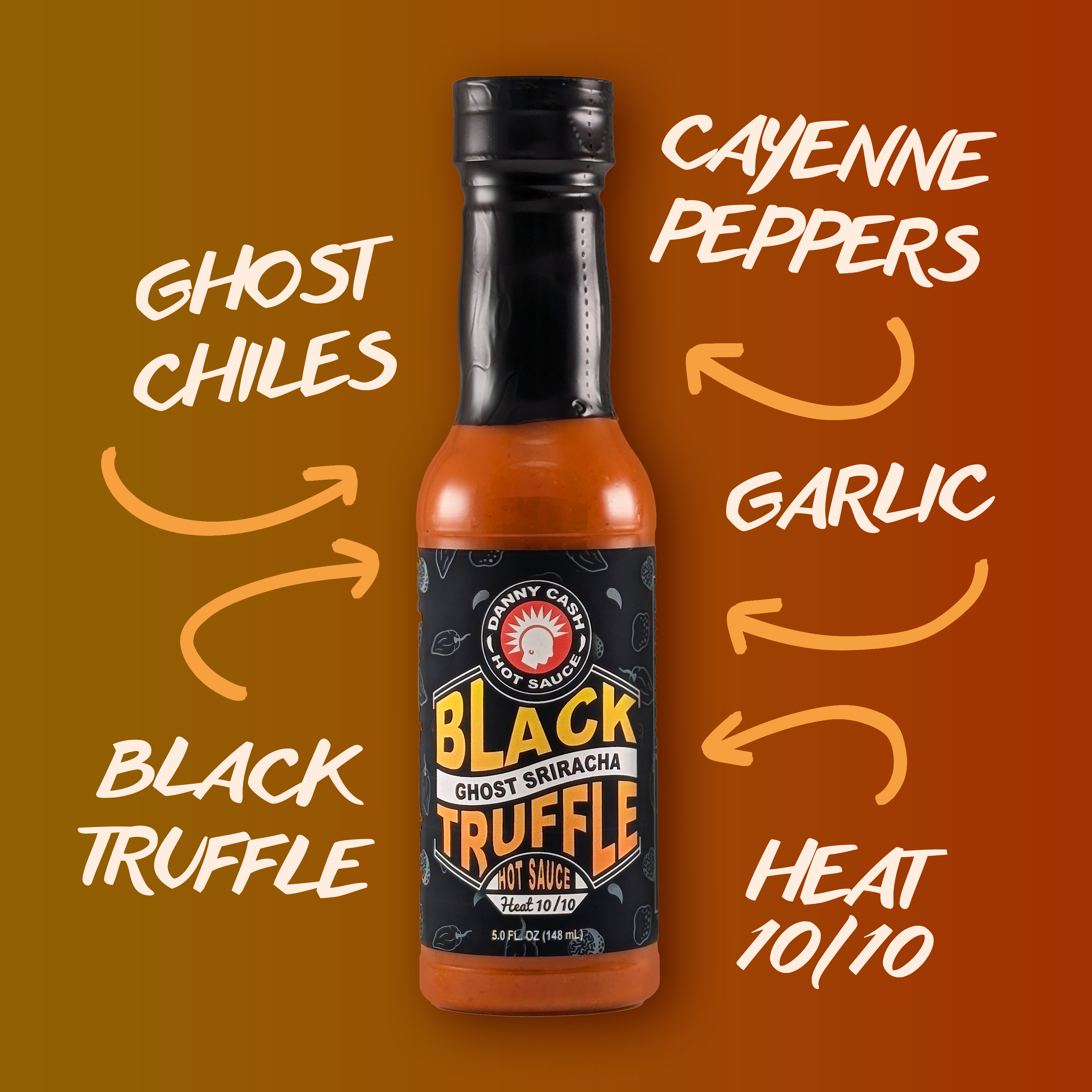 Hot sauce ポラロイド チソン 公式 Danny Cash Black Truffle Ghost Chile Sriracha Hot Sauce - DC19T