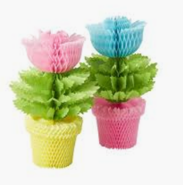 Honeycomb Paper Flower, Blue, Rice Dk