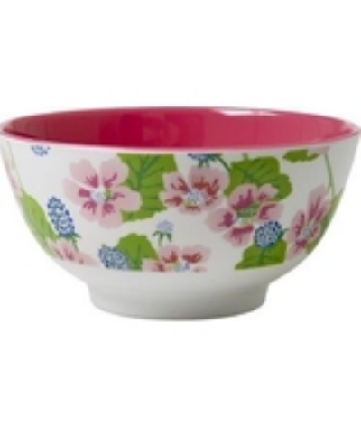 Melamine Bowl Two Tone with Blossom & Berries Print